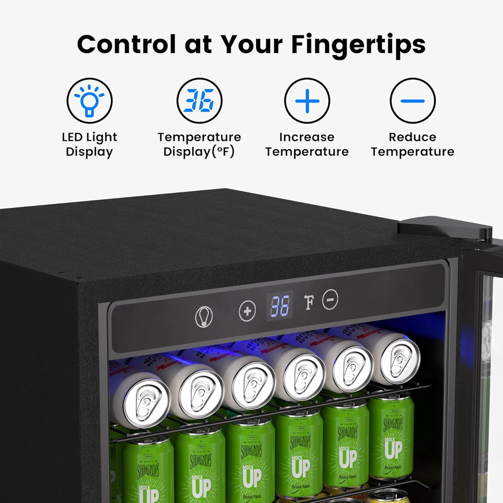 Beverage Refrigerator Cooler - 126 Can Mini Fridge Glass Door for Drinks Soda Beer Wine - Small Refrigerator for Office Bedroom Home Bar, 4 Adjustable Shelves, 3.2 Cu.Ft, Silver wourant