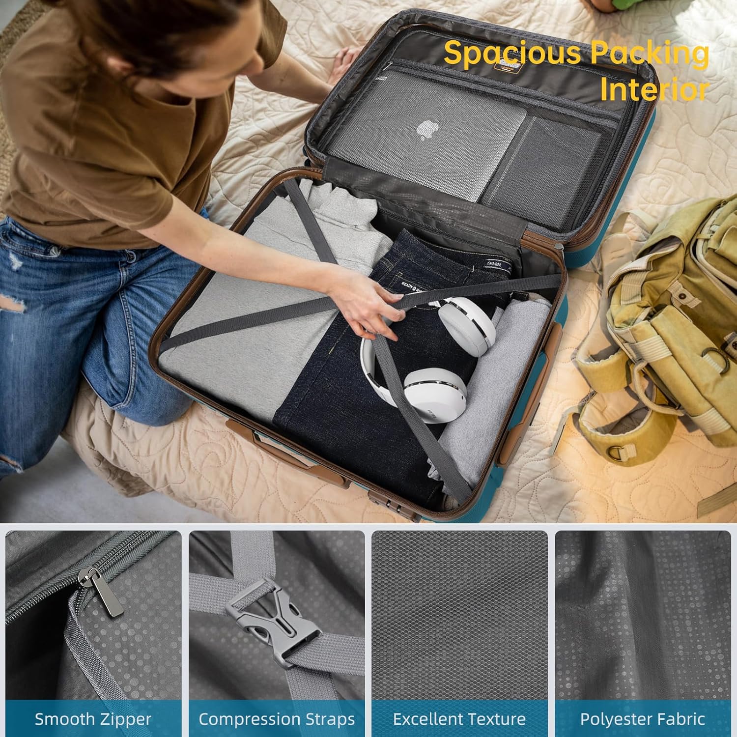 6-piece luggage set, expandable hardshell suitcase set with spinner wheels, lightweight rolling luggage set wourant