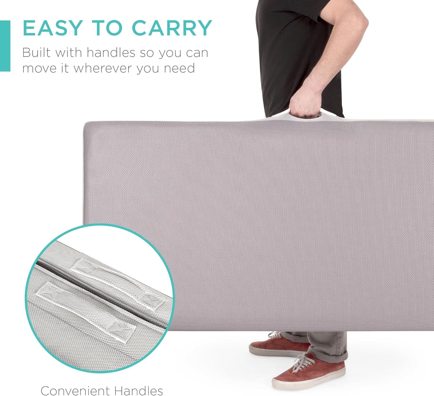 4in Portable Queen-Size Mattress, Tri-Fold Mattress for Camping, Guest, Toddler wourant