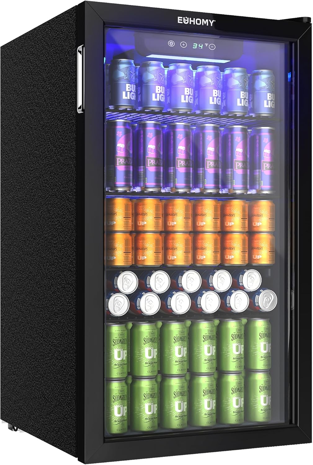 EUHOMY Beverage Refrigerator Cooler, 130 Can Mini Fridge with Glass Door for Soda Beer or Wine, Beverage Cooler for Home, Office, Bar with Adjustable Removable Shelves, Silver wourant