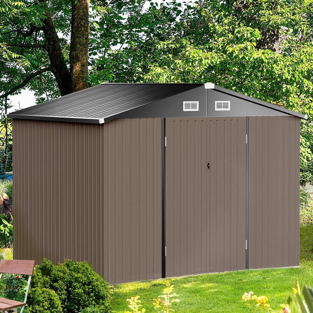 Aoxun 6.2x4 FT Shed Outdoor Storage Shed Metal Garden Shed Slooping Roof Tool Shed Bike Shed wourant