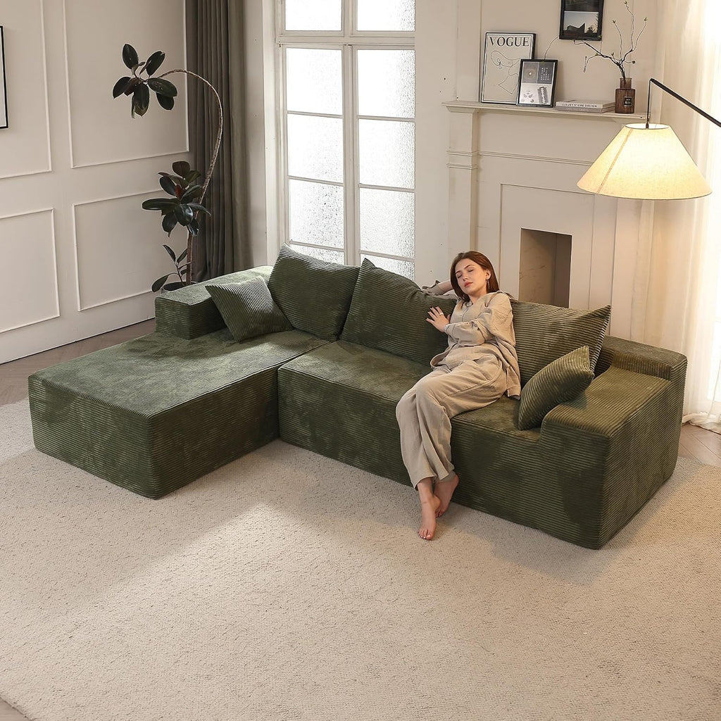 Cloud sofa with L-shaped lounge chair modern modular sofa with deep seats wourant