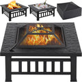 Yaheetech Multifunctional Fire Pit Table 32in Square Metal Firepit Stove Backyard Patio Garden Fireplace for Camping, Outdoor Heating, Bonfire and Picnic wourant