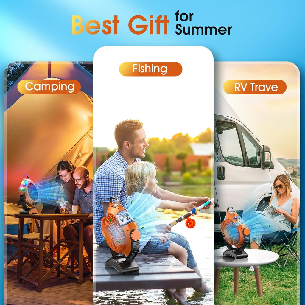 JYew Portable Air Conditioners,Misting Fan With 10000mAh Rechargeable Battery Operated Fan, Outside Camping with Hook USB for Bedroom Outdoor Tents Travel Summer wourant