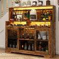 Wine Bar Cabinet with LED Light, Liquor Cabinet with Glass Holder, Coffee Bar for Liquor, Storage Buffet with Wine Racks, Wine Cabinet wourant