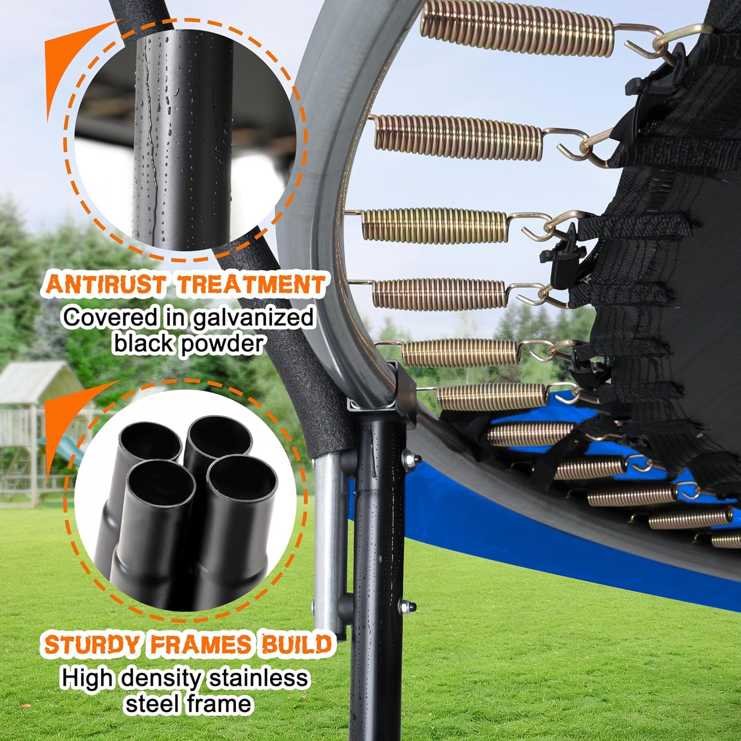 Trampoline 8FT 10FT 12FT 14FT 16FT, Recreational Trampolines with Enclosure Net and Ladder, Outdoor Anti-Rust Trampolines for Kids and Adults, ASTM Approved wourant