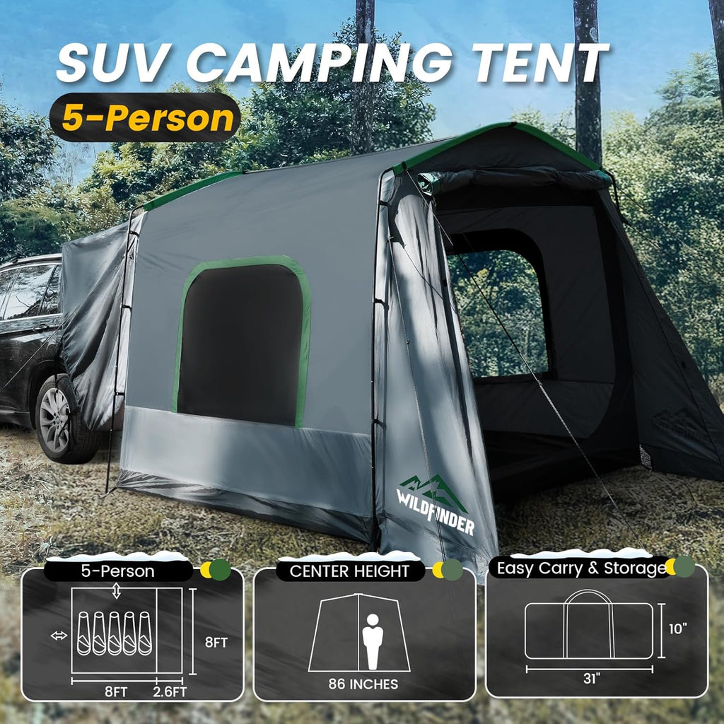 SUV Tent, 5-9 Person Rectangle Car Tent for Family, Waterproof & Windproof for Car Camping, Large Camping Tents with Storage Bag, SUV, Van, Jeep, Pickup 8FT L x 10.6FT W x 7.2FT H wourant
