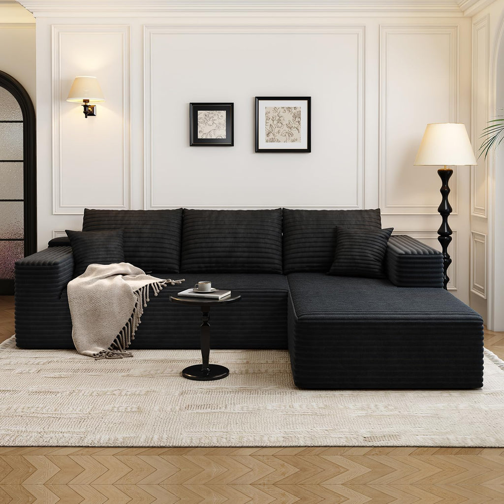 107.5 inch Cloud Modular Sectional Sofa with L-Shaped Chaise Lounge, Modern Minimalist Upholstered Sofa Deep Seating Corner Sofa wourant