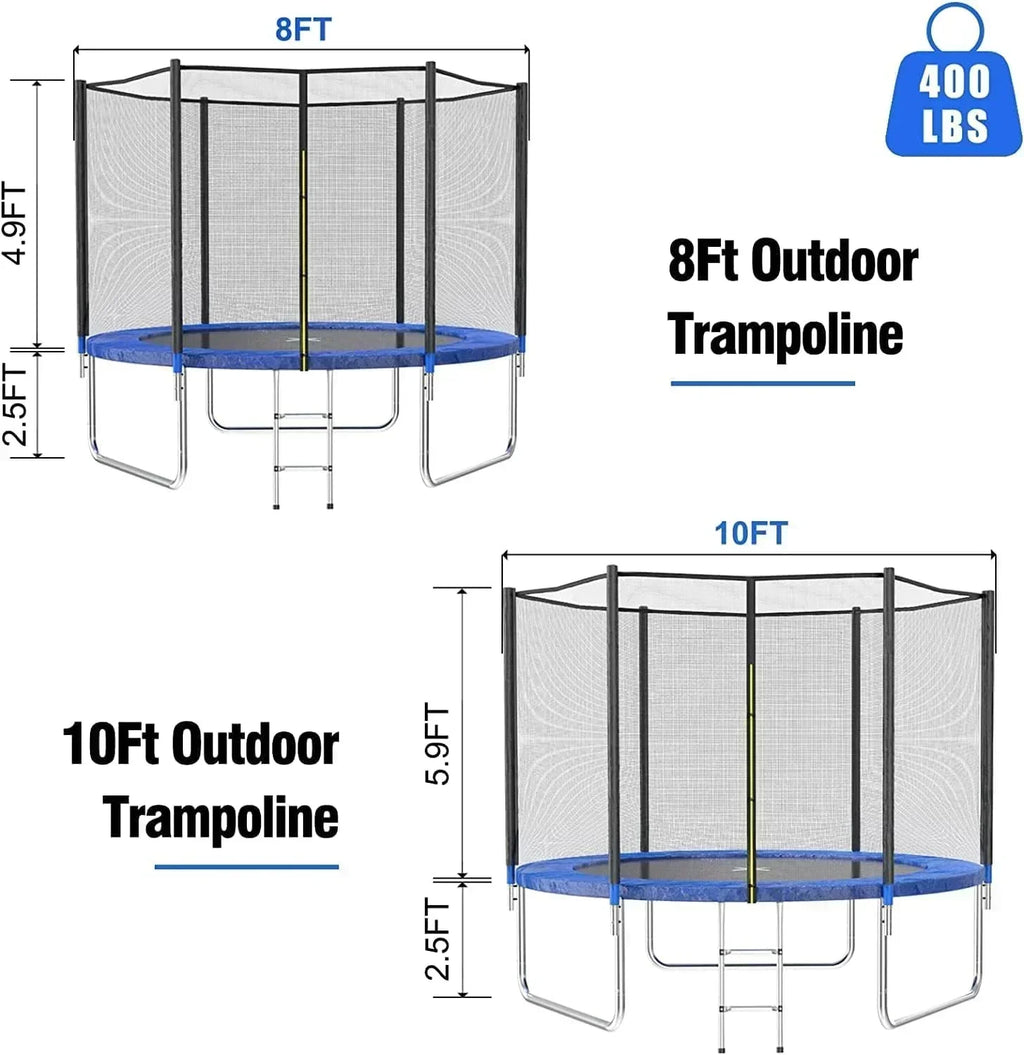 AOTOB 8FT 10FT 12FT 14 FT 15FT Trampoline with Safety Enclosure Net Outdoor Trampoline wourant