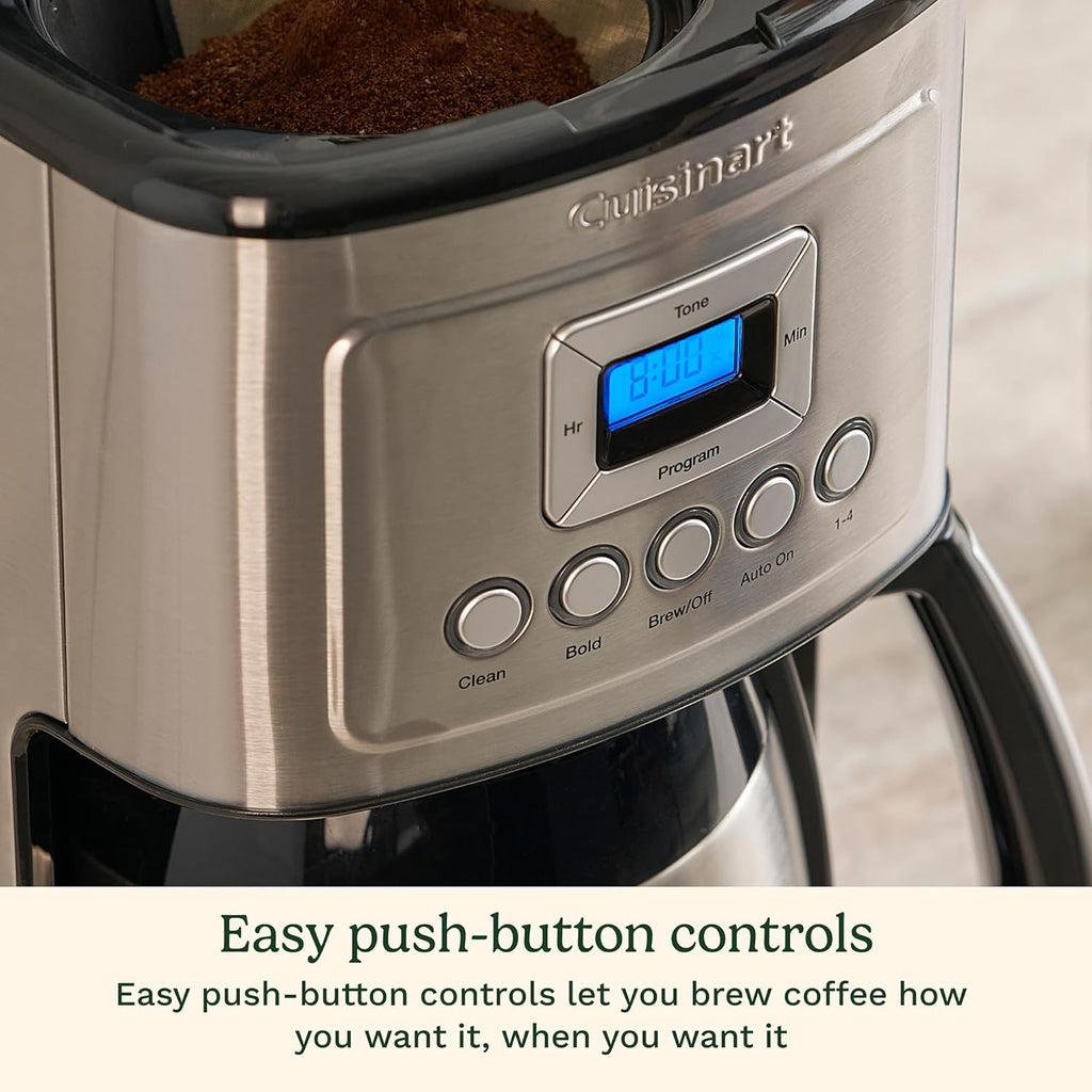 Cuisinart 12-Cup Coffee Maker, Programmable PerfecTemp Thermal Carafe Coffee Machine with 1-4 Cup Setting, Brew Strength Control and Brew Pause, Stainless Steel, DCC-3400NAS, Silver wourant