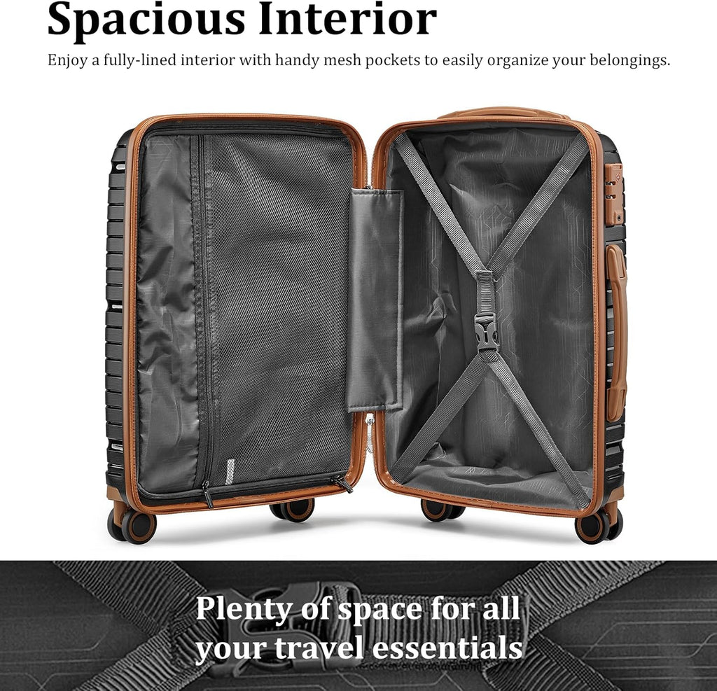 5-piece PP hardshell lightweight travel carry-on luggage set with dual spinner wheels and TSA lock wourant