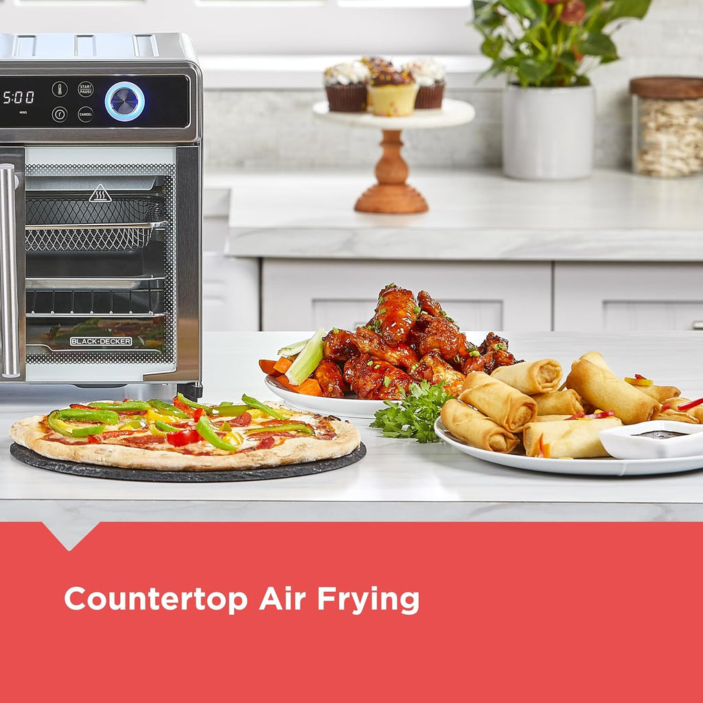 BLACK+DECKER Crisp 'N Bake Air Fryer Toaster Oven Combo, 12 in 1 Countertop Convection Oven Cooks Food Fast wourant