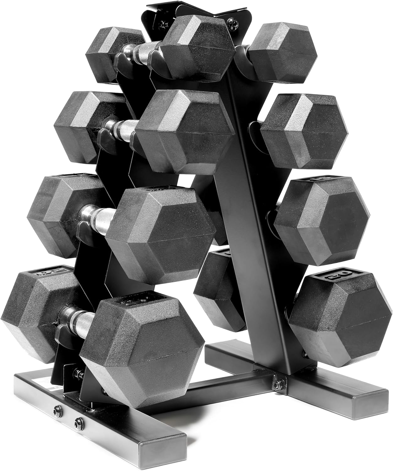 CAP Barbell Rubber Coated Dumbbell Weight Set with Vertical Rack | 100 lb, 150 lb, and 210 lb Options wourant