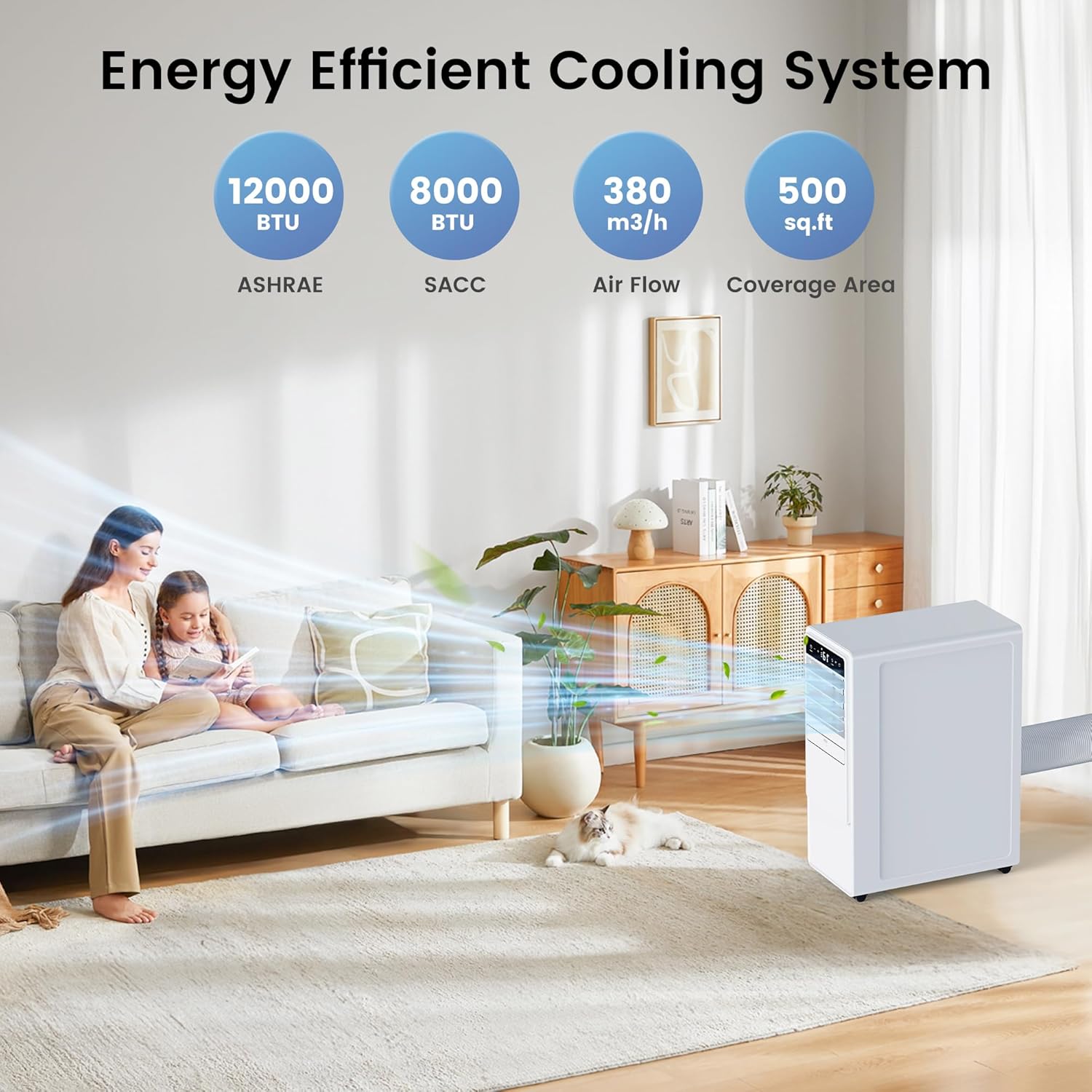 12000 BTU Portable Air Conditioners for Room up to 500 sq.ft, 3-in-1 Free Standing Quiet Portable AC Unit with Fan & Dehumidifier, Remote Control, Sleep Mode/24h Timer, 4 Speed, Auto Swing wourant