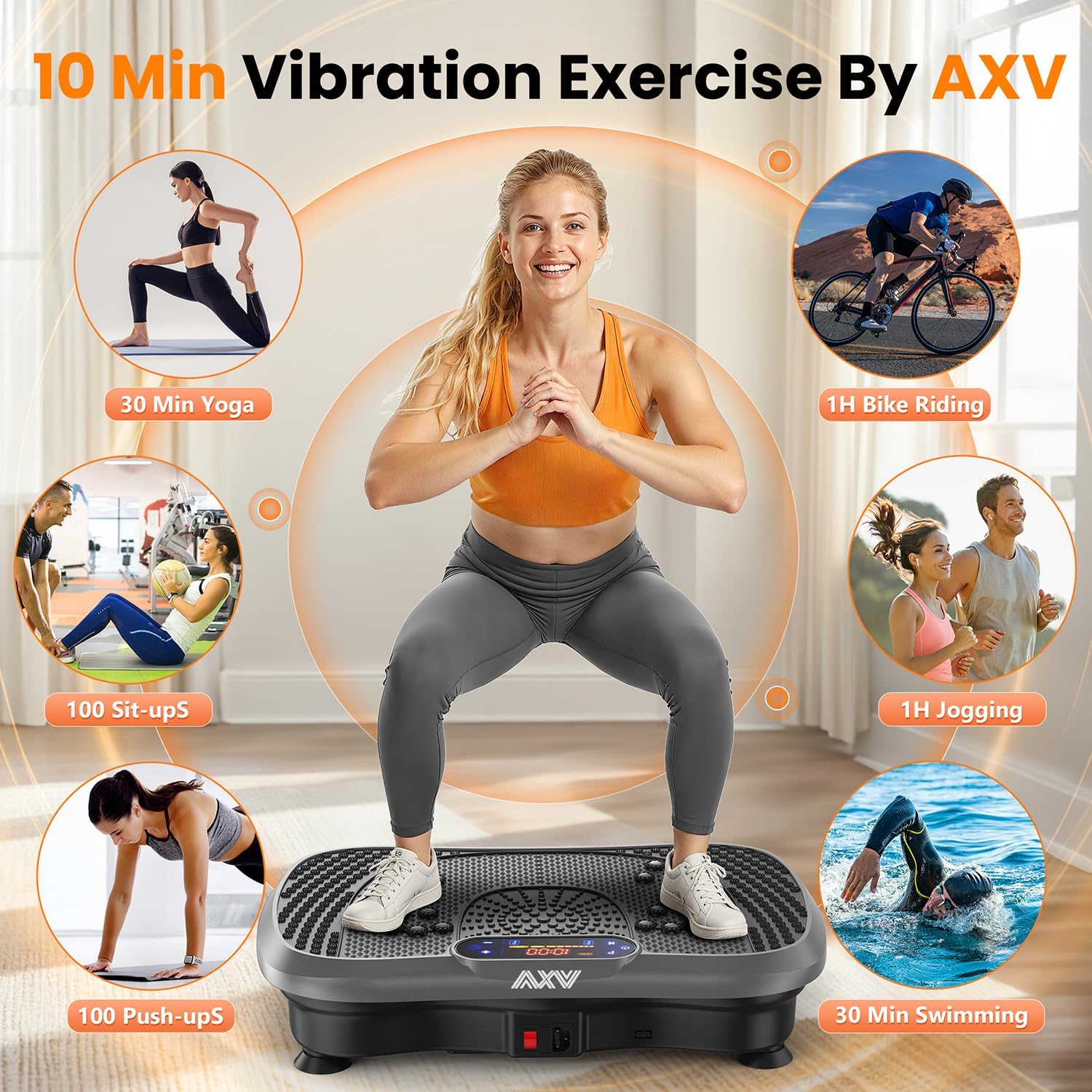 AXV Vibration Plate Fitness Platform Trainer Suitable for men and women to lose weight and burn fat at the gym wourant