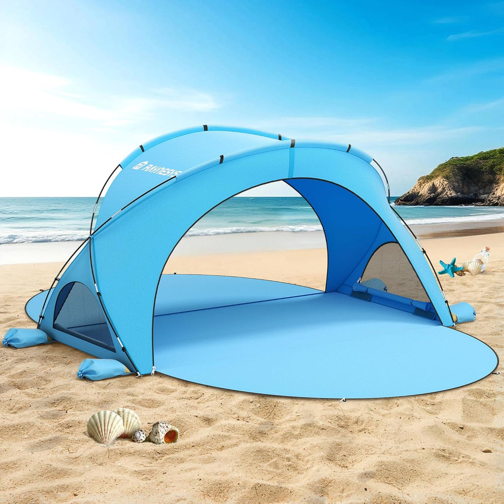 Beach Tent Sun Shelter, Beach Shade Tent with UPF50+ UV Protection, Beach Sun Shelter, Beach Shade with 2 Zippered Doors, Portable Beach Tent for Beach Camping Fishing wourant