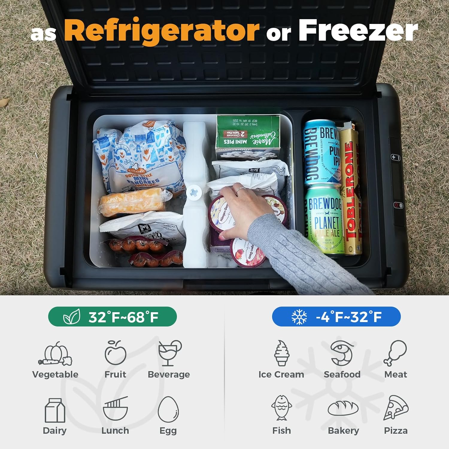 12V Refrigerator 21 Quart Portable Freezer 50 Hours Keep Cool,Electric Cooler for Vehicles Car Refrigerator 12V Portable Fridge for Car Camping Truck Van RV SUV Road Trip Travel RF20 wourant