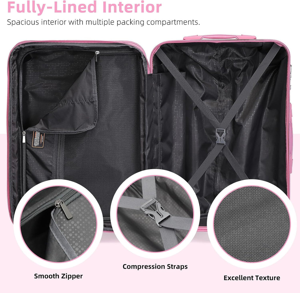 6-piece luggage set, expandable hardshell suitcase set with spinner wheels, lightweight rolling luggage set wourant