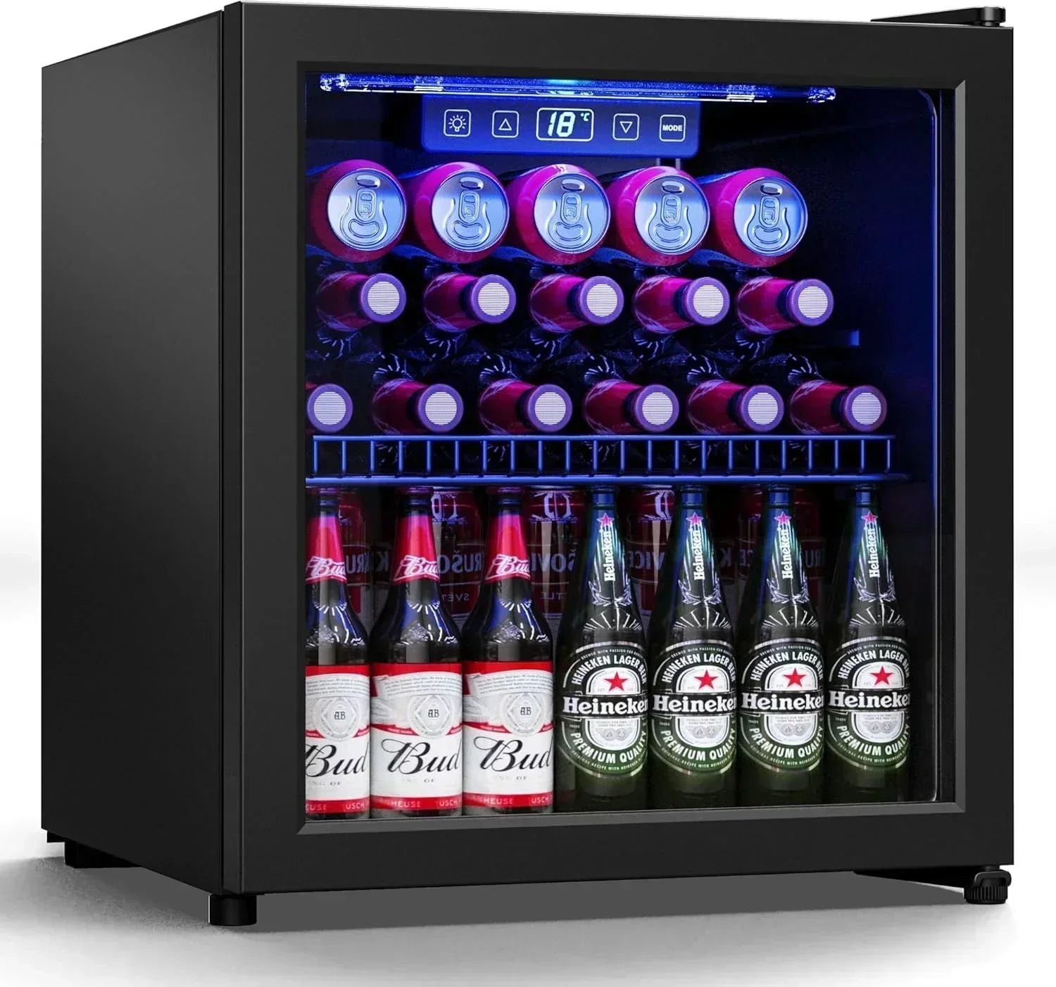 Beverage Refrigerator Cooler-120 Cans Freestanding Mini Fridge Cooler with Glass Door wourant