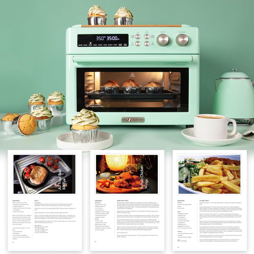 Infrared Heating Air Fryer Toaster Oven, Extra Large Countertop Convection Oven 10-in-1 Combo, 6-Slice Toast, Enamel Baking Pan Easy Clean with Recipe Book, Black Matte Stainless Steel wourant