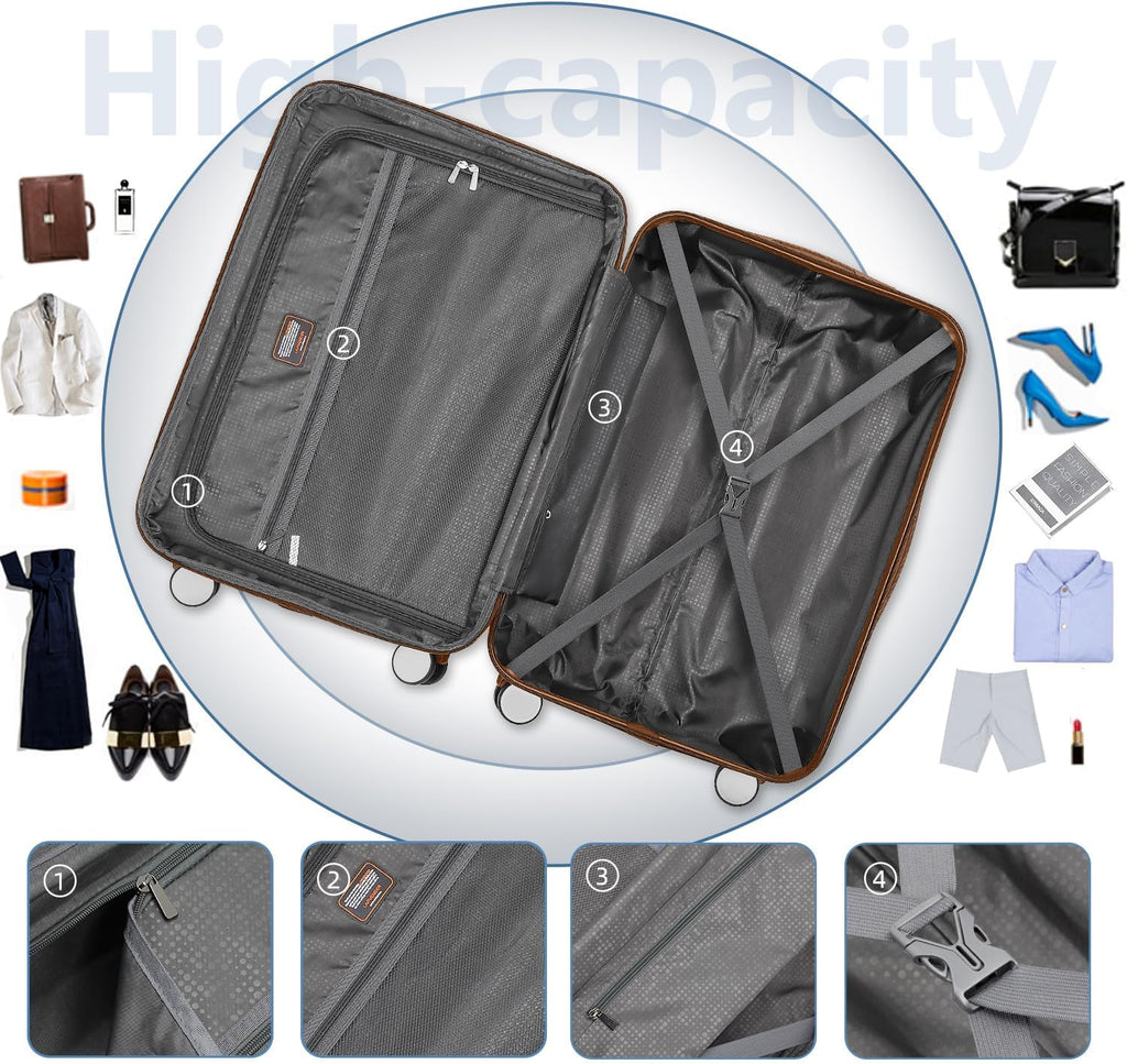 Luggage 6-piece hardshell expandable suitcase lightweight travel carry-on luggage set wourant