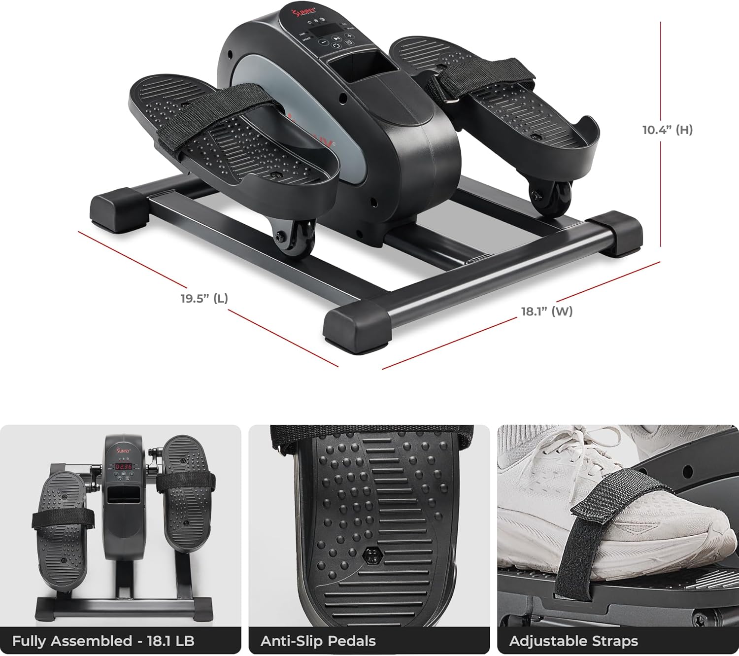 Sunny Health & Fitness Smart Mini Elliptical Trainer Indoor Under-Desk Pedal Exerciser for Seniors wourant