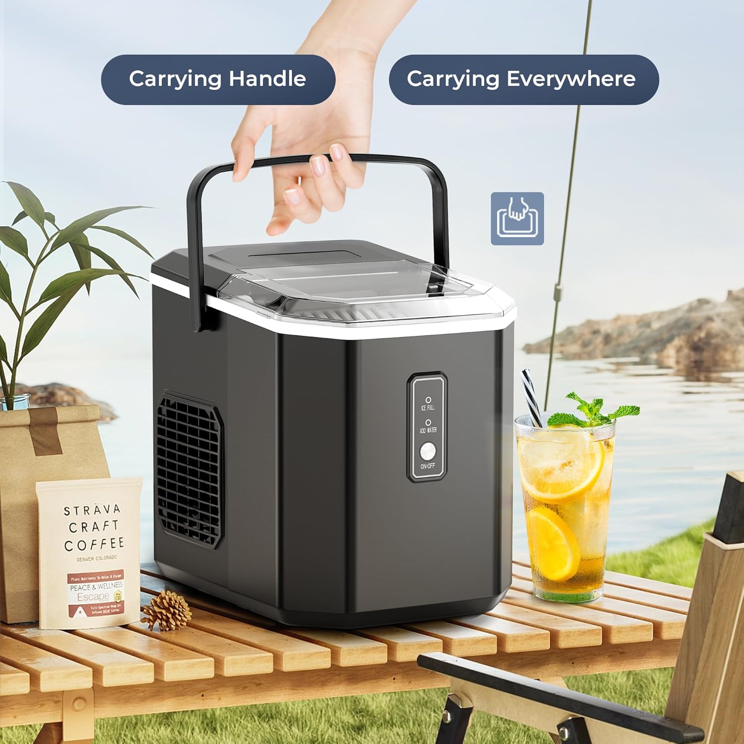 EUHOMY Nugget Ice Maker Countertop, Ready in 8 Mins, 35lbs/24H, Self-Cleaning, Portable Ice Makers Machine with Ice Scoop & Basket, Sonic Ice Maker with Chewable Pellet Ice for Home/Party/RV/Camping wourant