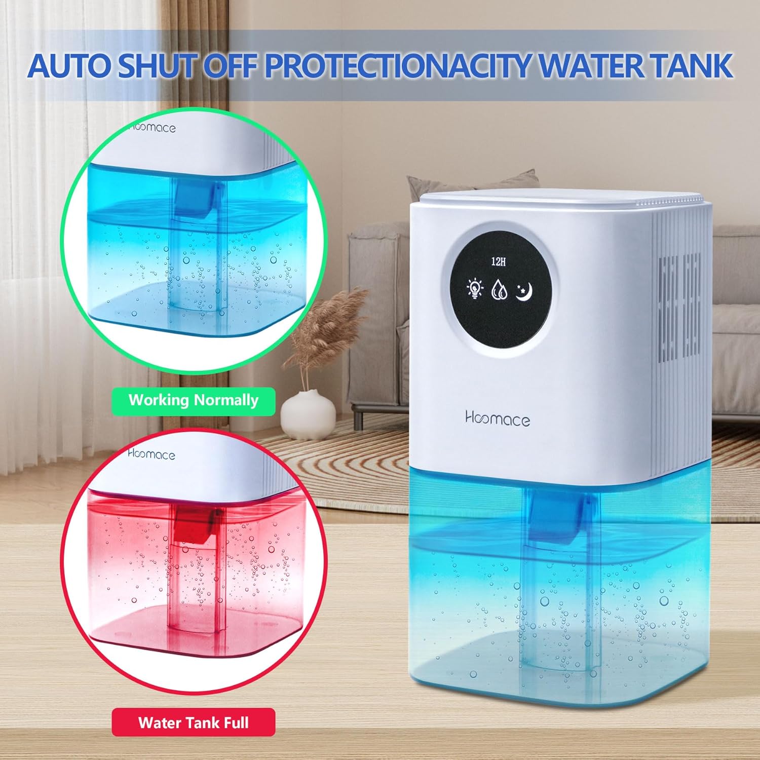 Dehumidifier,2 in 1 Humidifier Dehumidifier Combo,102 OZ Water Tank Dehumidifiers for Home Bedroom,Basement Bathroom,Auto Shut Off,Sleep Mode,7 Colors LED Light wourant