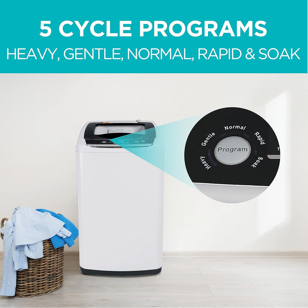 Portable Washer 6.6 lb. Capacity Washing Machine for Homes & Apartments 5 Wash Cycles Quick Connect Sink Adapter and Drain Hose Included Transparent Lid wourant