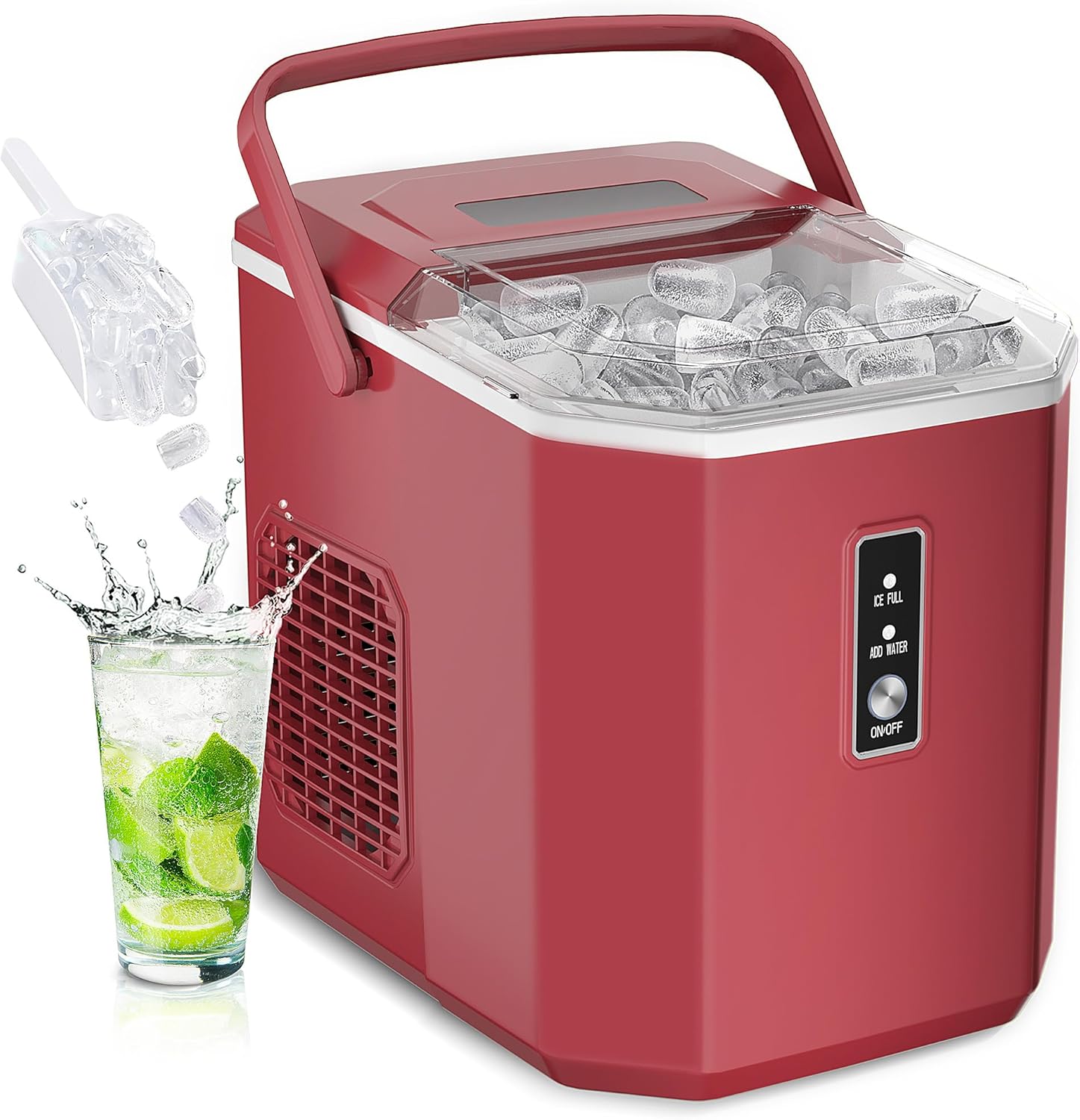 EUHOMY Ice Maker Countertop, 9 Cubes Ready in 6 Mins, 26lbs/24H, Self-Cleaning, Portable Ice Maker Machine with Carry Handle, Basket and Scoop, 2 Sizes of Bullet Ice for Home, Kitchen, Office woonhhop