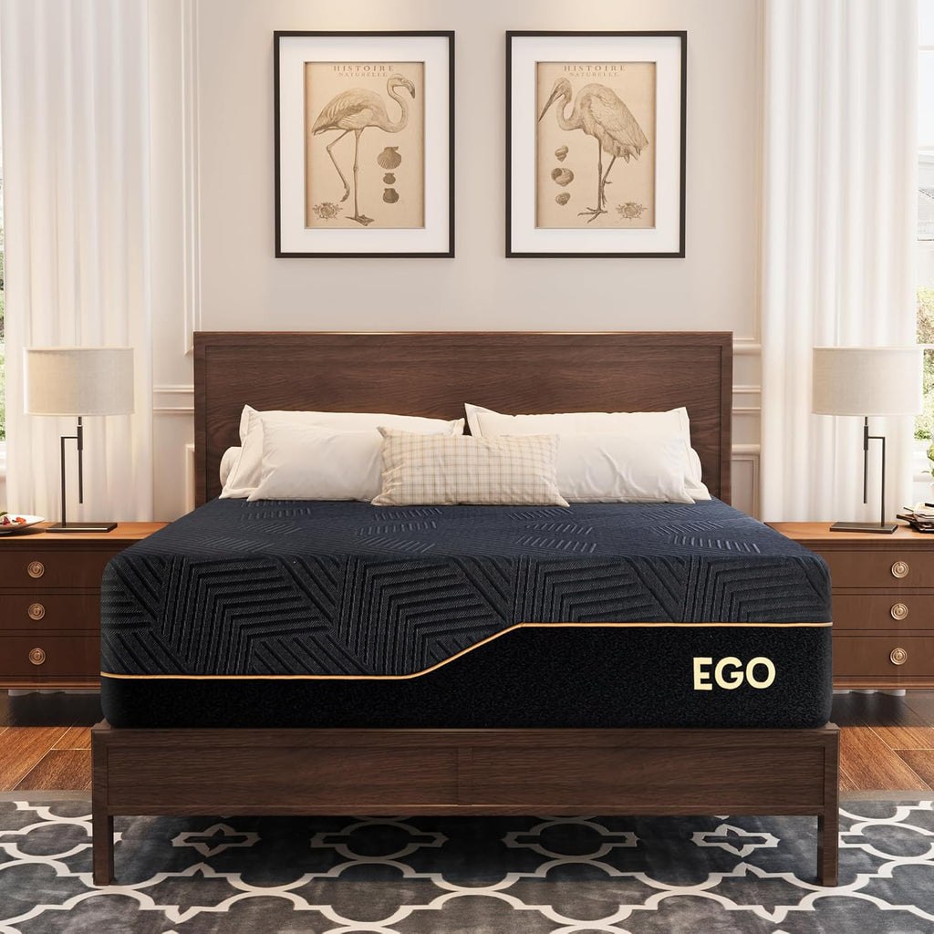MLILY EGOHOME 14 Inch Queen Memory Foam Mattress for Back Pain, Cooling Copper Gel Bed in a Box, Foam Made in USA, CertiPUR-US Certified, Therapeutic Medium Firm, 60x80x14 Black woonhhop