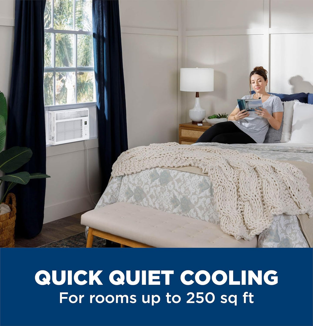 GE Window Air Conditioner Unit, 6,000 BTU for Small Rooms up to 250 sq ft. with Adjustable Fan and Cooling Settings, Perfect for Small Bedroom or Living Room, Easy Install Kit Included, White wourant
