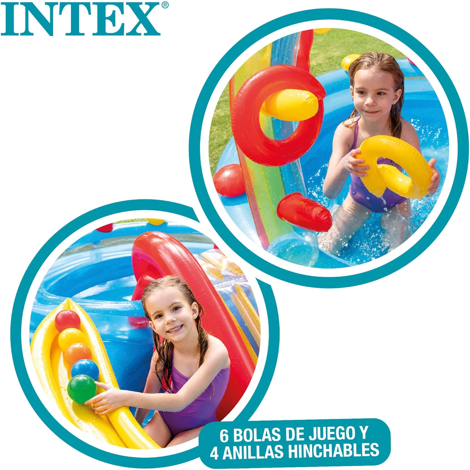 Intex 96" x 78" x 28" Inflatable Jungle Adventure Play Center Spray Kiddie Pool - Backyard Kids Water Slide, Outdoor Blow-Up Splash Pad for Toddlers wourant
