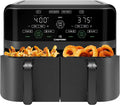 Chefman 6 Quart Dual Basket Air Fryer - Digital Touchscreen, Smart Sync Finish, Hi-Fry, Auto Shutoff, 2 Independent 3QT Nonstick Dishwasher-Safe Frying Baskets - Digital Double Air Fryer - Black wourant