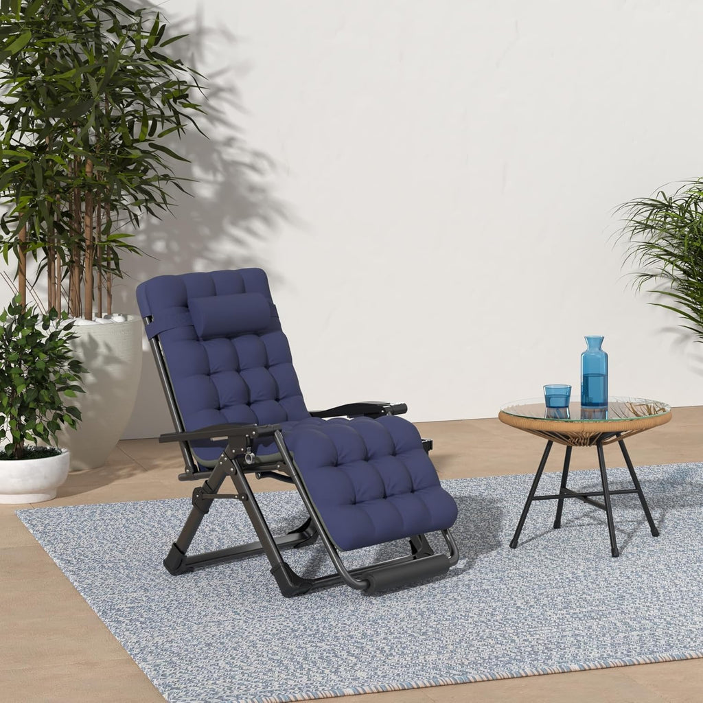 Indoor and outdoor patio chair folding lounge chair zero gravity chair with removable cushion camping lounge chair wourant