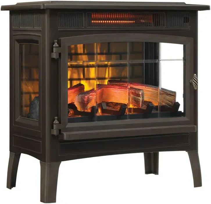 Freestanding Electric Fireplace Stove Heater with 3D Flame Effect for 1000 Sq. Ft wourant