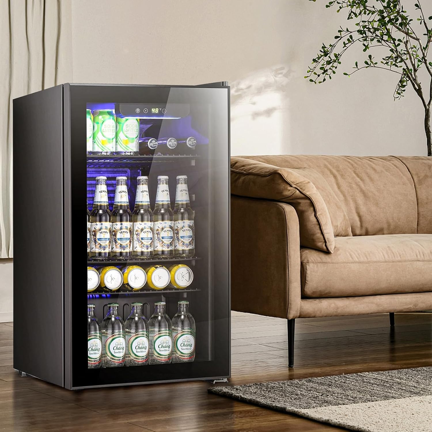 Antarctic Star Beverage Refrigerator Cooler 68 Can, Mini Fridge with Glass Door for Beer Drinks Wine,Freestanding Small Fridge with Electronic Temperature Control for Home and Bar,1.7 cu.ft wourant