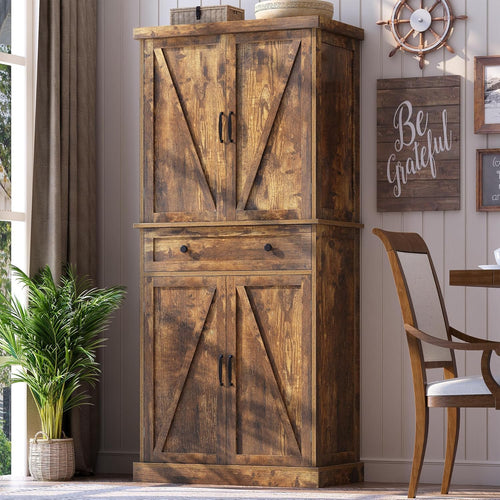 47 Pantry Cabinet, Kitchen Pantry Storage Cabinet with Doors and Adjustable Shelves wourant
