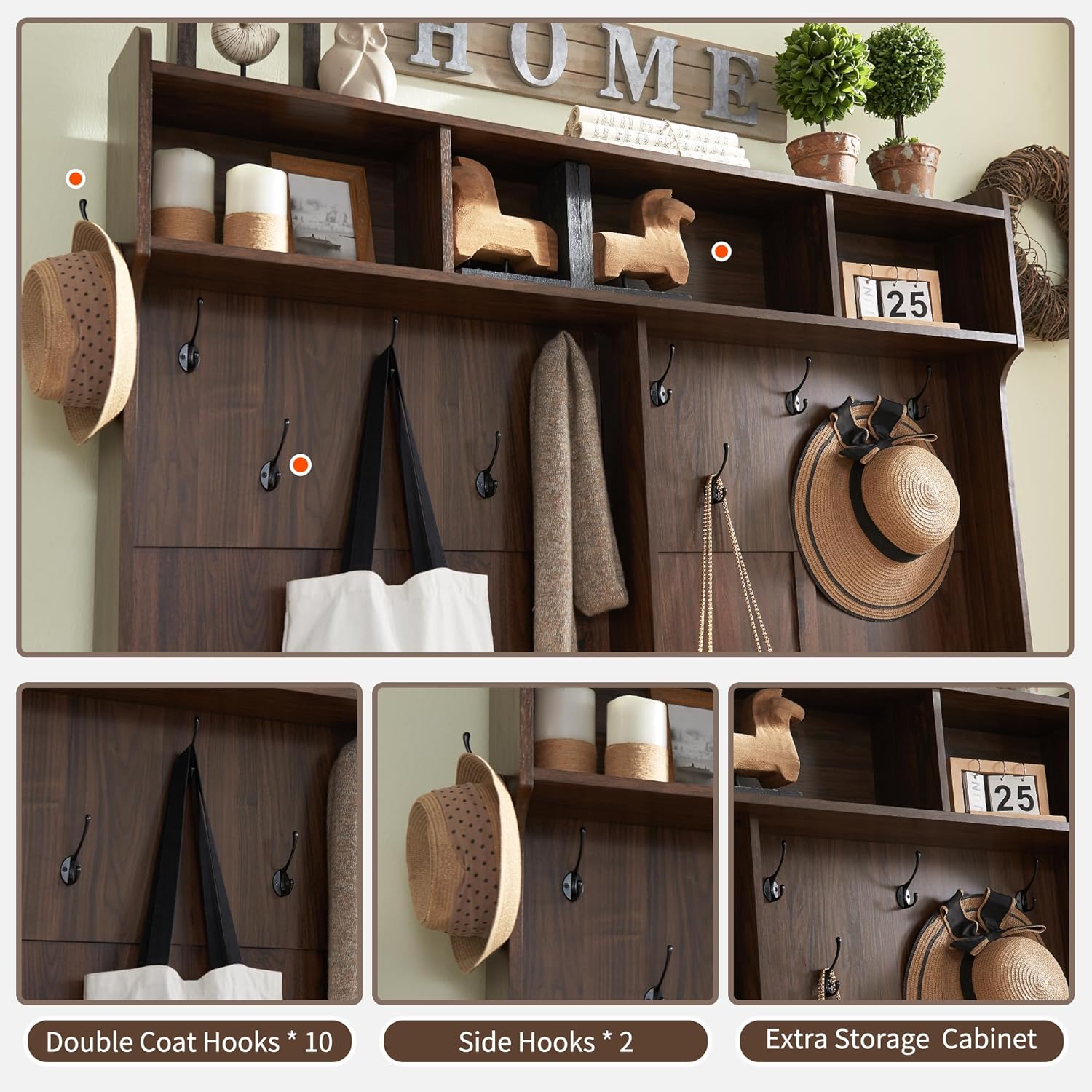 JXQTLINGMU 59-inch Farmhouse Foyer Tree with Shoe Storage, Entryway Bench Foyer Coat Rack Cabinet wourant
