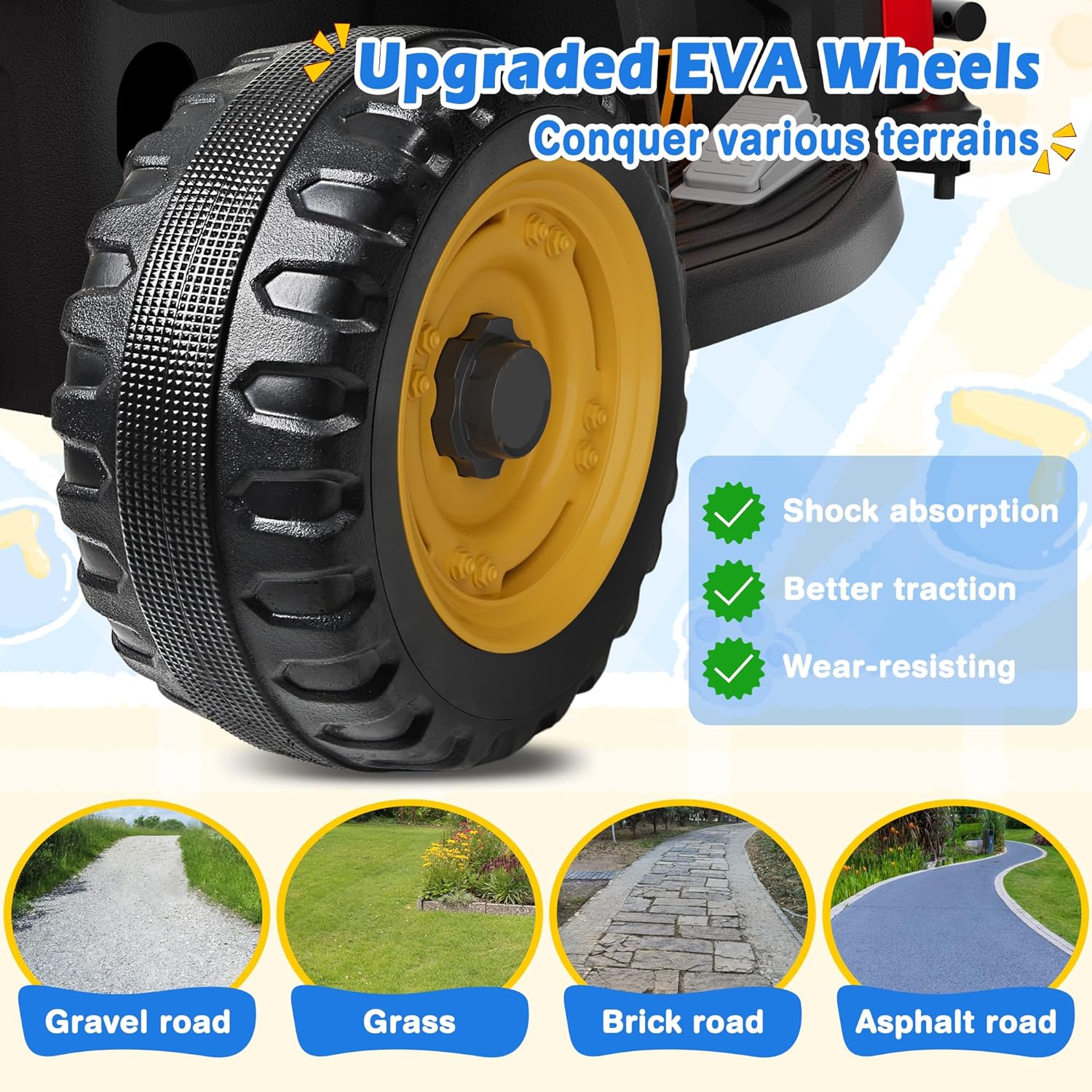 24V Ride On Tractor w/Tiltable & Detachable Trailer, 2x65W Motors, EVA Tires, Remote Control, Bluetooth, Shifter, Music, Electric Car for Kids, Green wourant