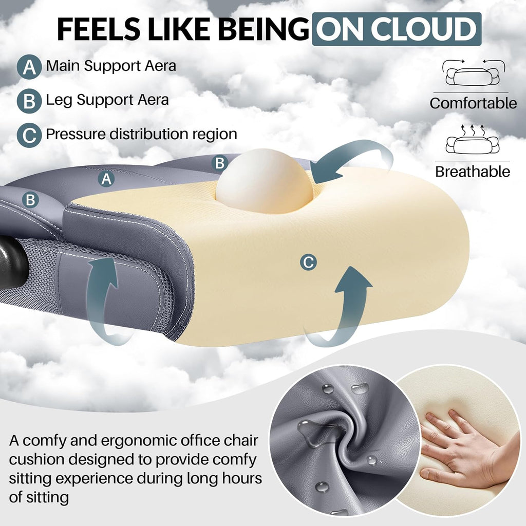 Office Chair Large High-Foot Computer Desk Chair, Breathable Leather Chair Lumbar Support Rotating Computer Chair wourant