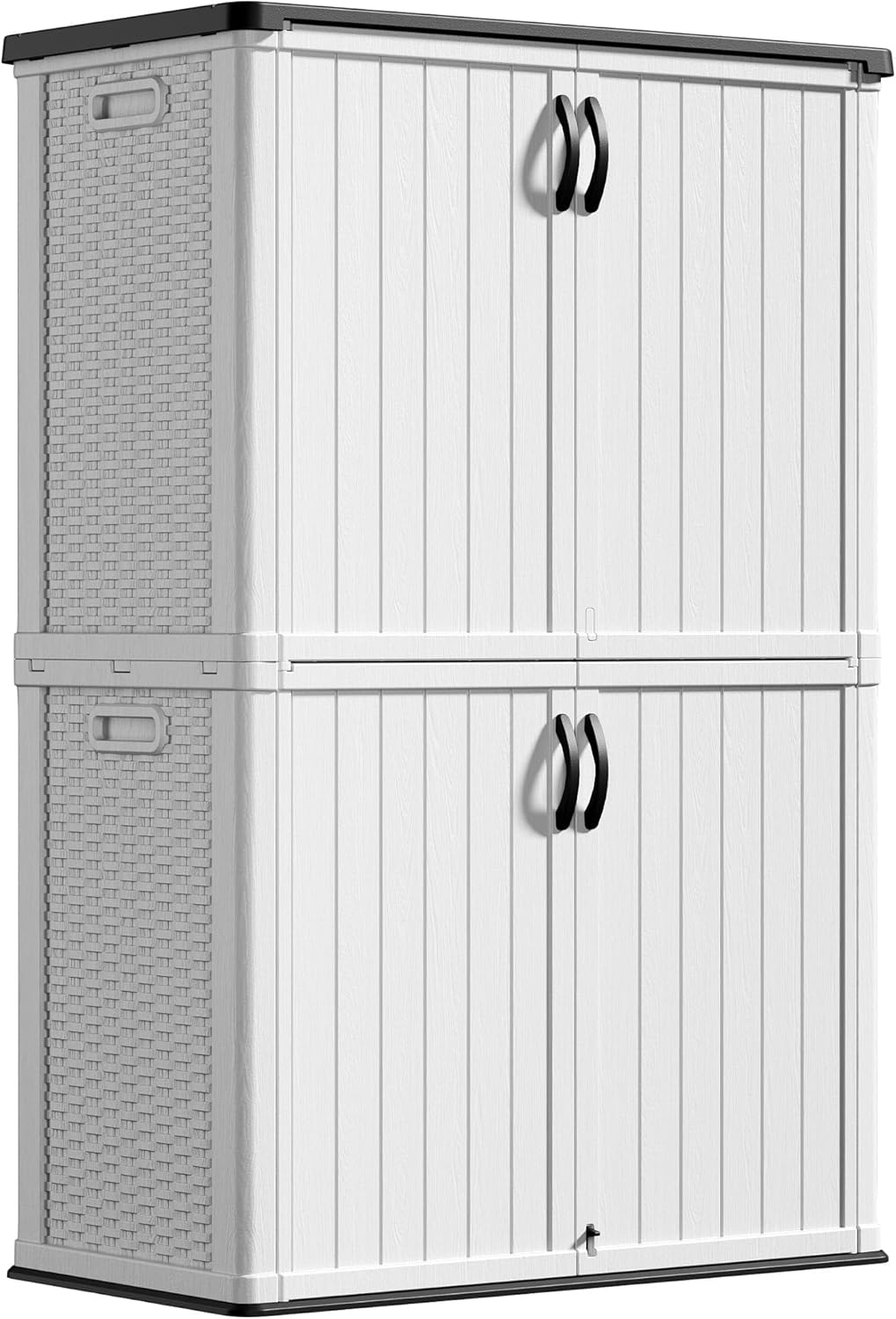 Greesum Outdoor Horizontal Storage Shed 27 Cu.ft Resin Large Storage Box for Garden Patio wourant