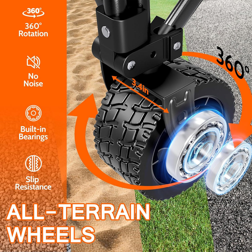 Large wheel foldable beach cart, foldable beach cart with all-terrain wheels, large load capacity, heavy duty cart wourant