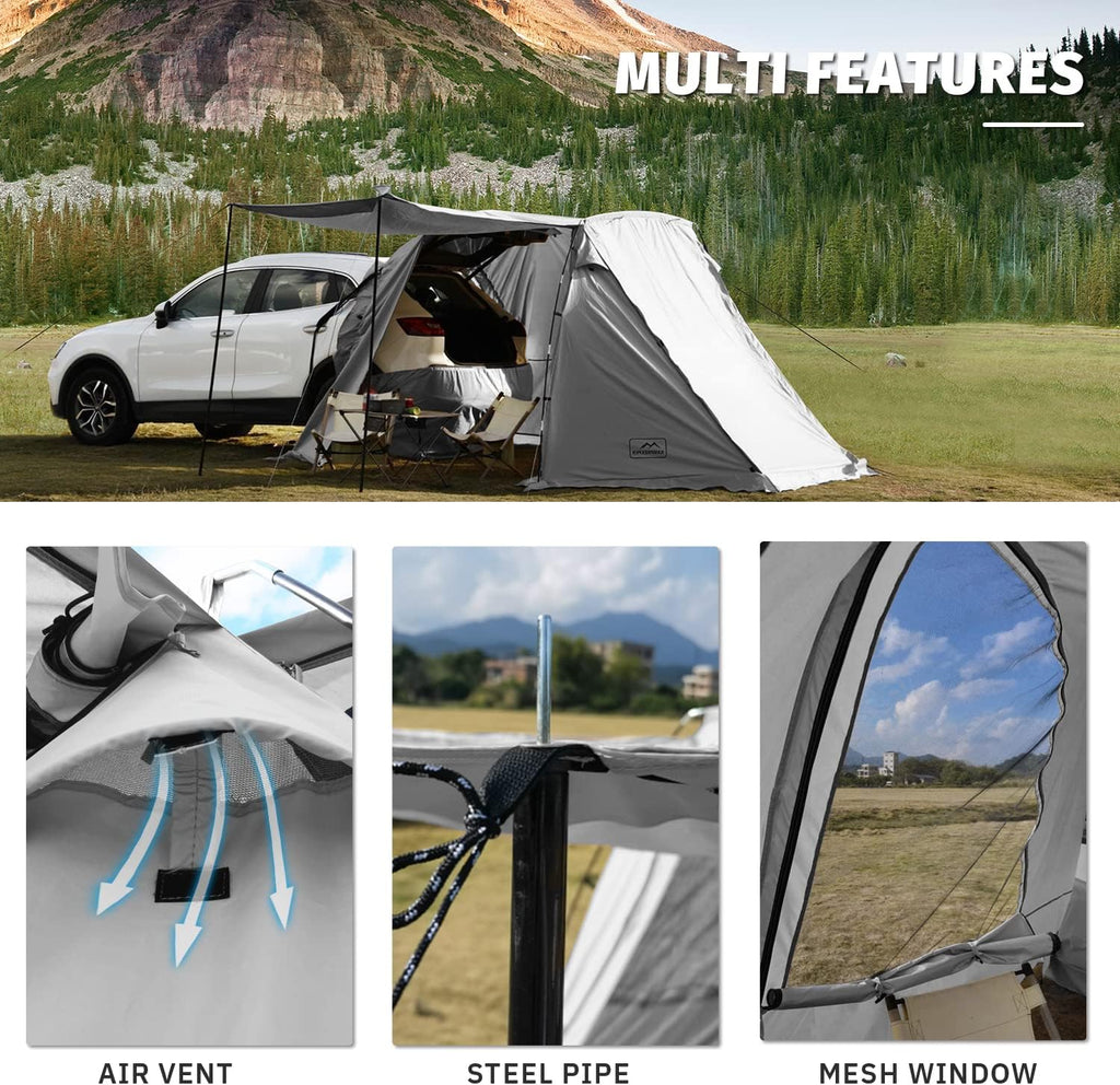 KAMPKEEPER SUV Car Tent, Tailgate Shade Awning Tent for Camping, Vehicle Camping Tents Outdoor Travel (Black) wourant