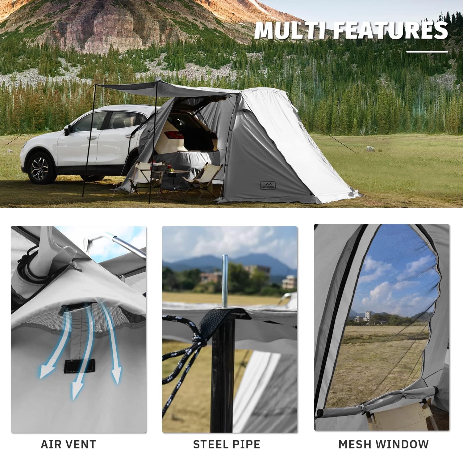 KAMPKEEPER SUV Car Tent, Tailgate Shade Awning Tent for Camping, Vehicle Camping Tents Outdoor Travel (Black) wourant