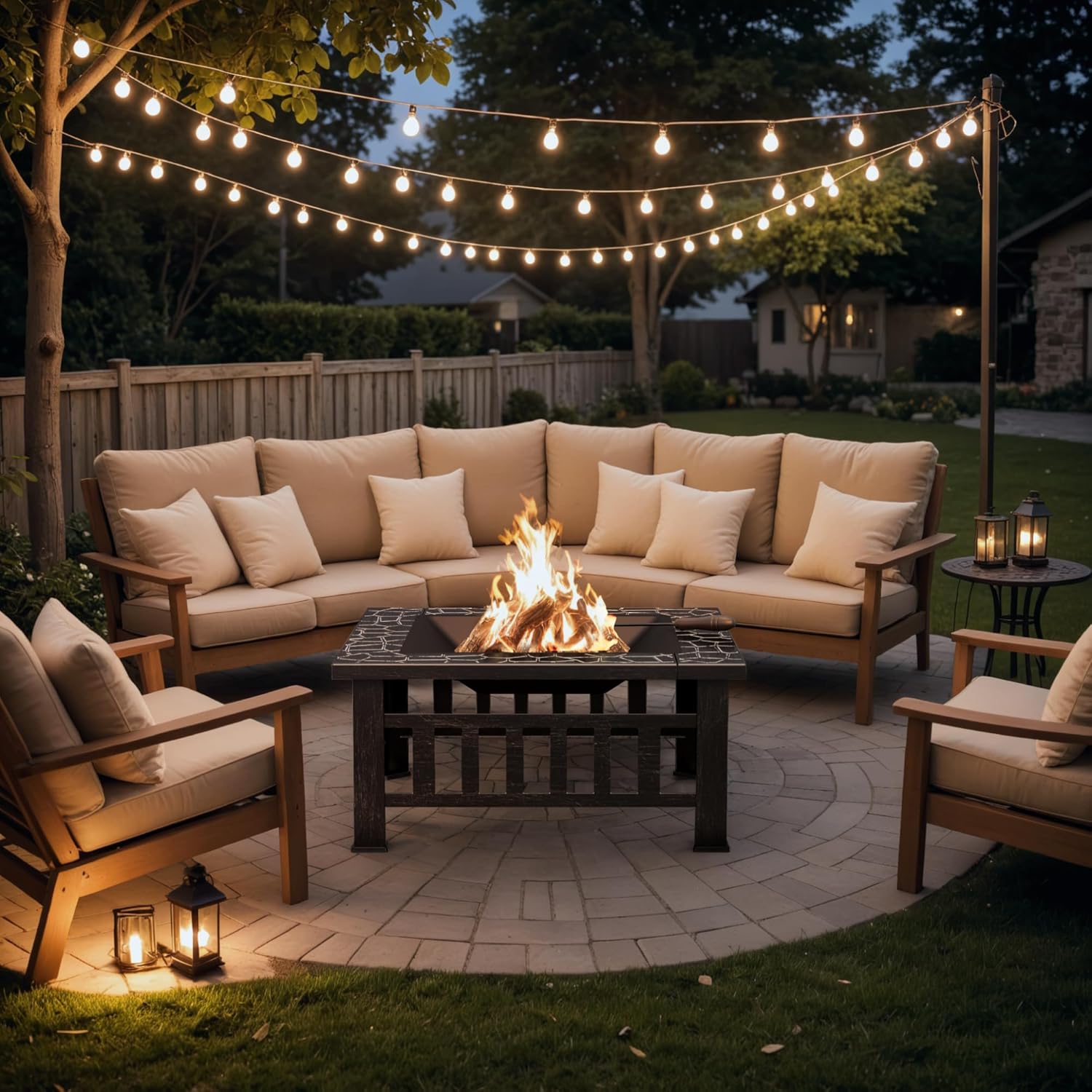 Devoko Outdoor Fire Pit, 32 Inch Firepit Table Metal Outdoor Fireplaces with Waterproof Cover for Outside Patio Camping wourant