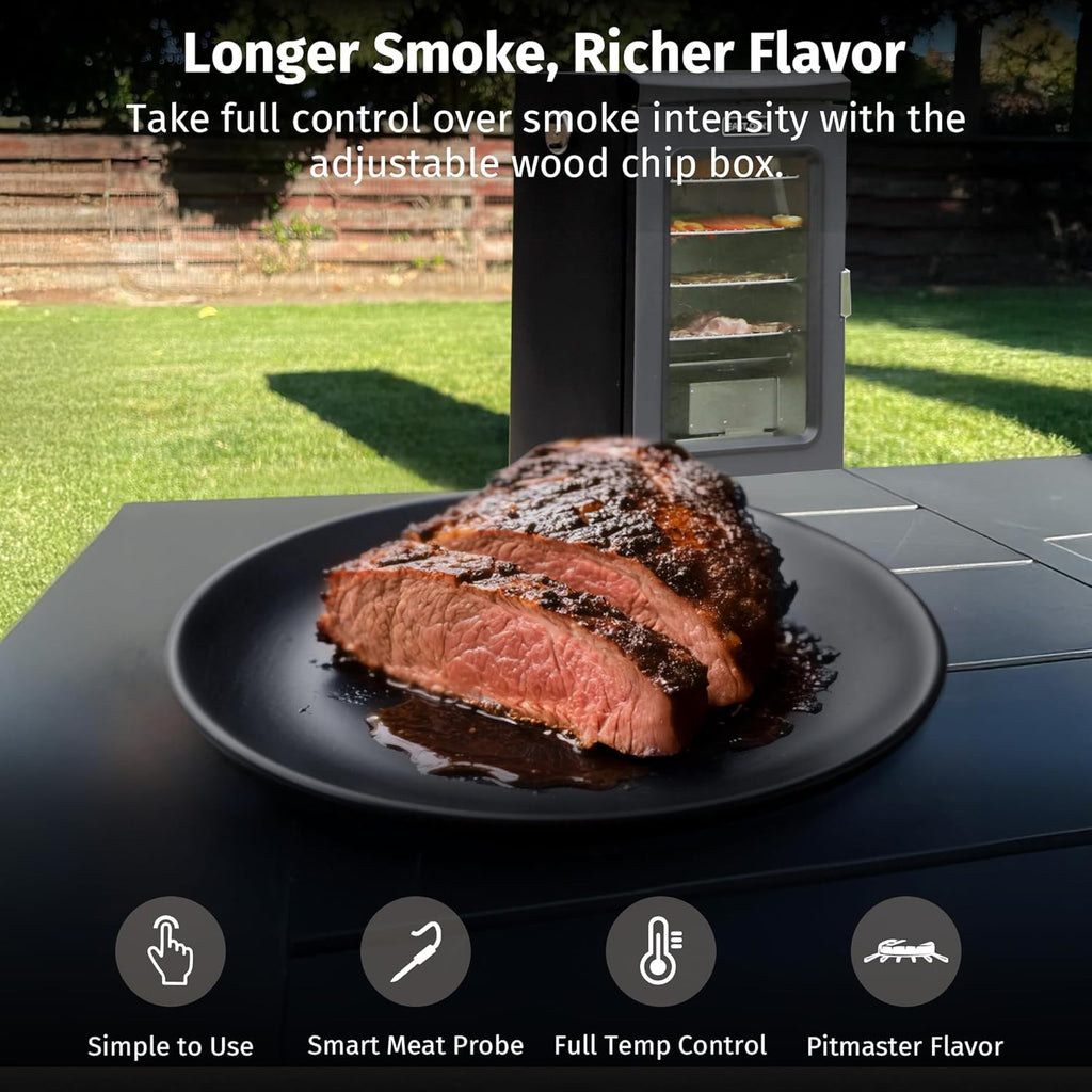 EAST OAK 30" Outdoor Electric Smoker | Built-in meat probe, smokes up to 6 times longer in a single load, side loader for uninterrupted smoking wourant