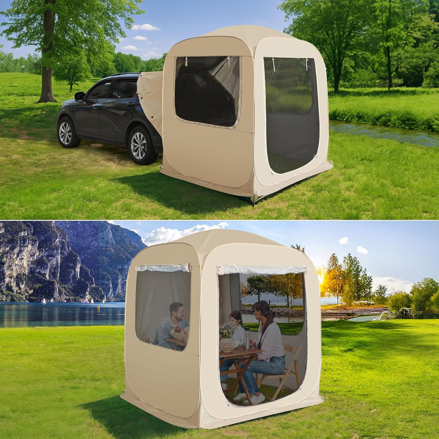 Alvantor Screen House Gazebo, 6-10-15 Person Pop Up Igloo Screened Canopy Tent with Mosquito Netting Sides, Instant UV Resistant Sun Shelter for Garden, Patio, Backyard wourant