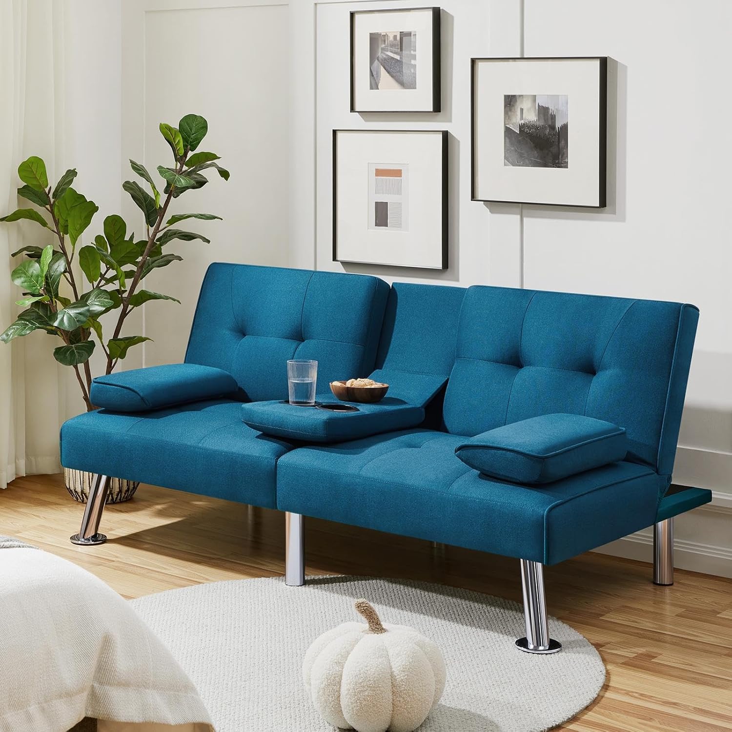 Convertible Sofa Bed Modern Imitation Leather Home Recliner Flip Double Sofa Folding Sofa Bed Guest Bed wourant