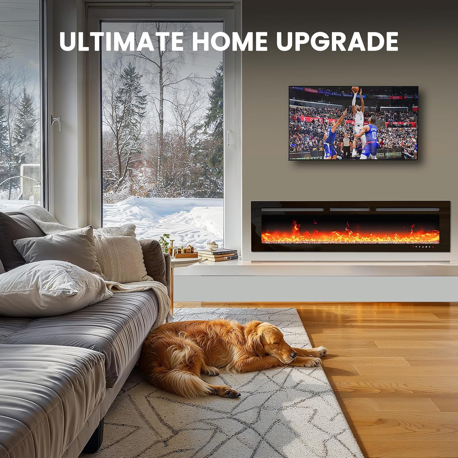 Silonn 50″Smart Electric Fireplace Heater with App & Remote Control, 5300 BTU Heat Output, Ultra-Slim Wall-Mounted or Recessed Electric Fireplace Inserts with Timer, 20 Flame Colors,WiFi Enabled wourant